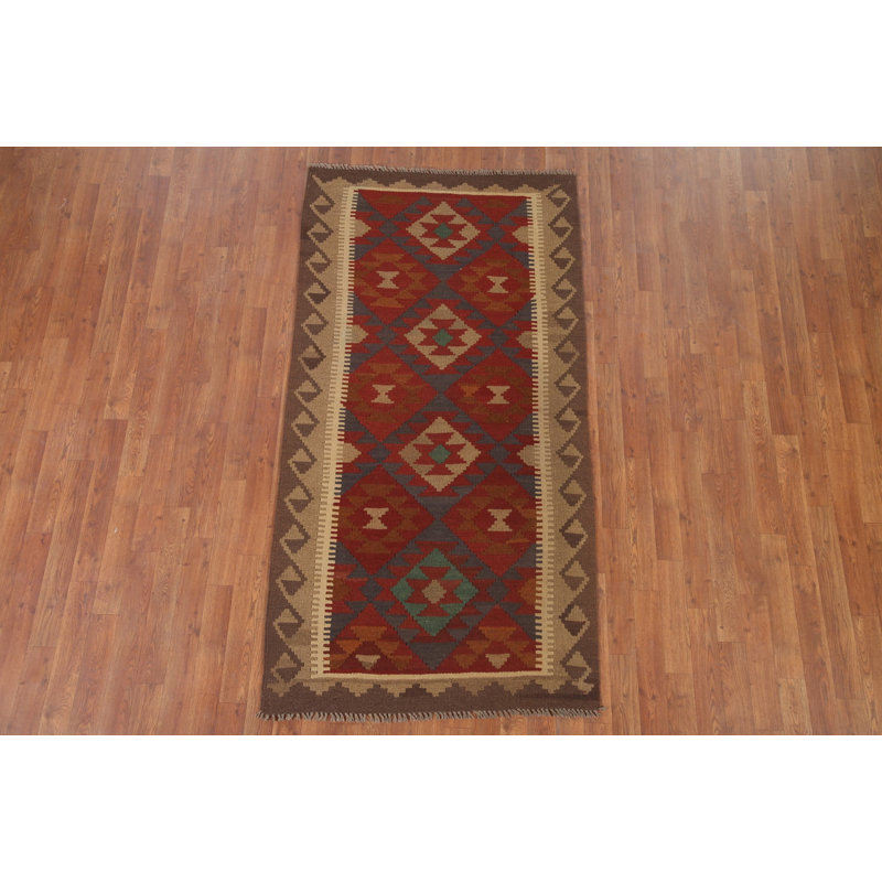 Reversible Wool Kilim Oriental Runner Rug 3x7