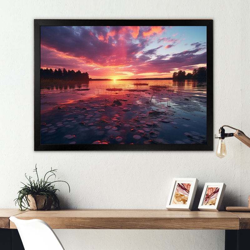 Reproduction d'art sur toile, "Sunset Silent Retreat", H 30 po x l 40 po x P 1,5 po, Cadre photo noir