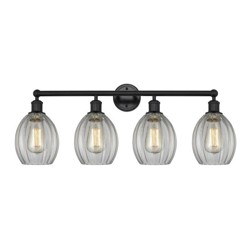 Éclairage pour meuble-lavabo 4 lumières 32,5 pouces Bolduc, Noir mat, Transparent