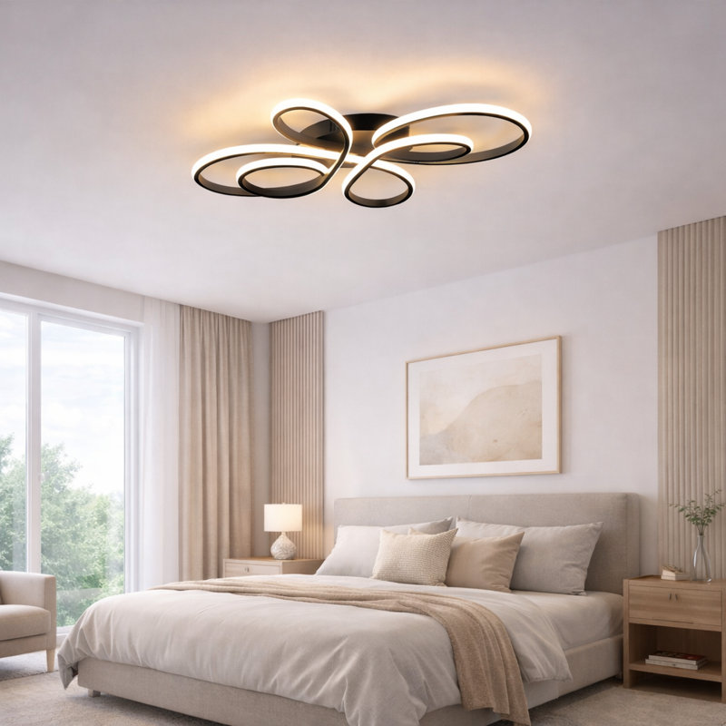 LED Ceiling Light Modern Dimmable in Butterfly-shaped Design 66 cm, Black