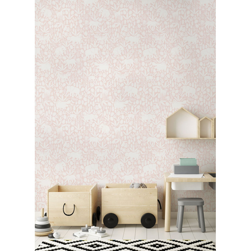 Papier peint adhésif Jungle Animals, Rose tendre