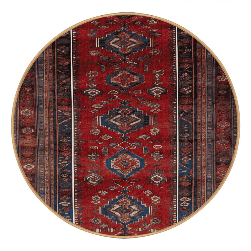 Tapis brun lavable à la machine, Rond 3 pi