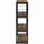 Bibliothèque industrielle à cadre rectangulaire en métal noir avec finition chêne vieilli, 4 tablettes pour outils utilitaires de bureau à domicile, l 24 po x P 11 po H 43 po.
