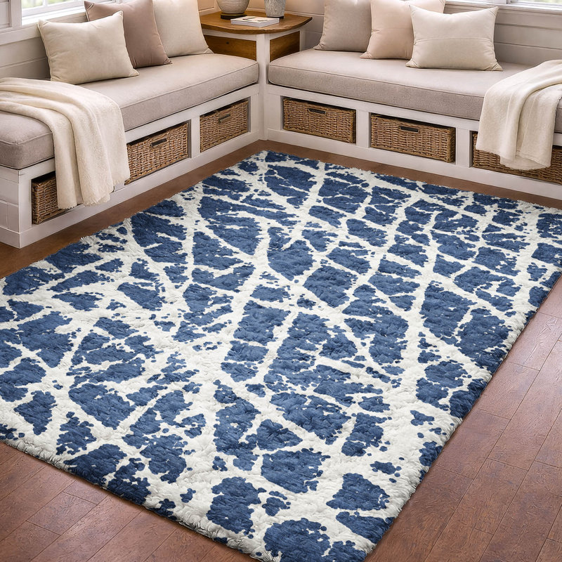 Tapis craquelé de première qualité ADS501, Marine, 8 pi x 10 pi