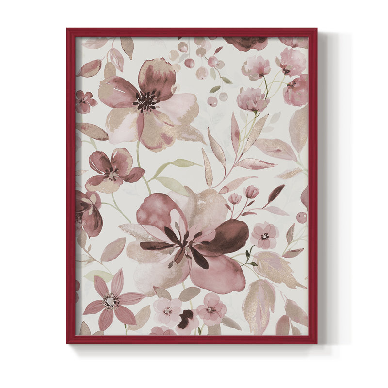 Impression encadrée Shimmering Blush II - bois massif, Rouge, H 30 po x l 24 po