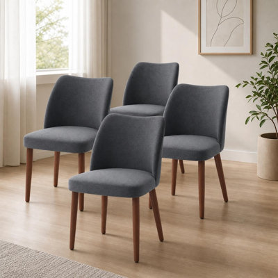 Dining Chair Set, Modern Upholstered Linen Armless Wingback Chair with Solid Wood Legs, Thick Cushion, for Dining Living Room Kitchen Office