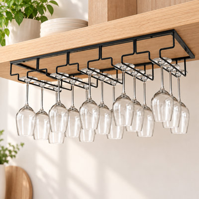 Dhanishta Wine Glass Rack Under Cabinet Stemware Holder Metal Wine Glass Organizer 