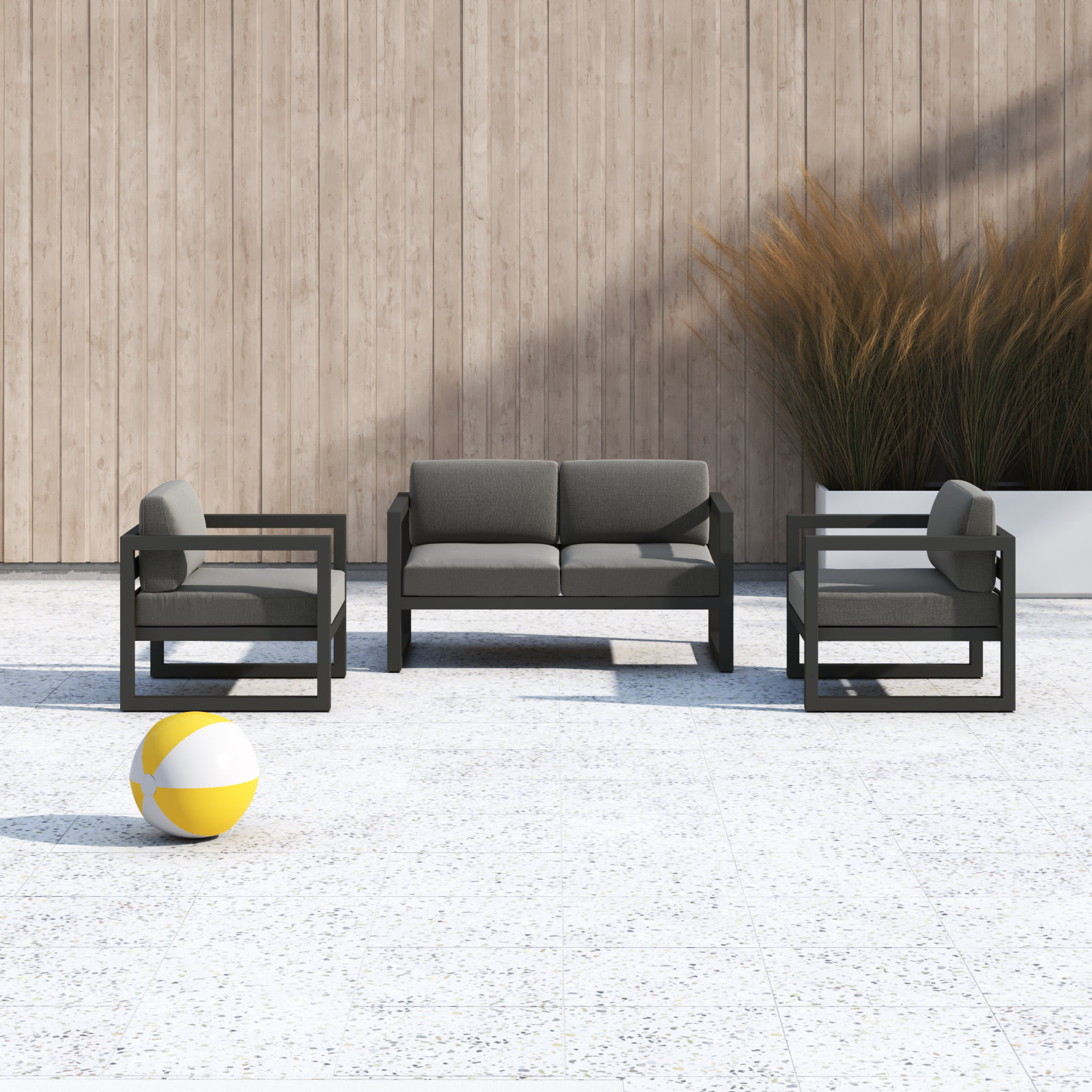 Smith 58" Sunbrella® Patio Sectional Set, Canvas Charcoal, Slate