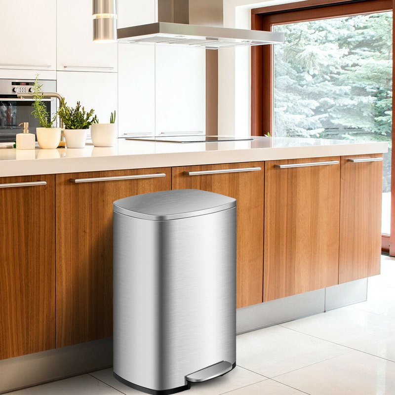 Poubelle à pédale en acier inoxydable 13,2 gallons