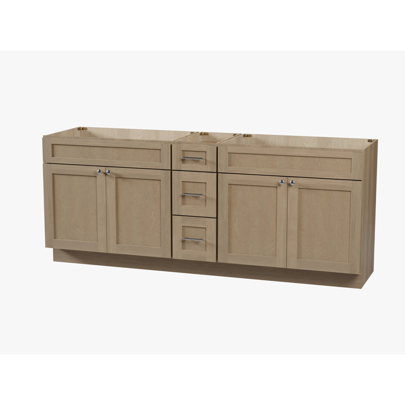 Base de meuble-lavabo double 84 po Disar, Chêne naturel