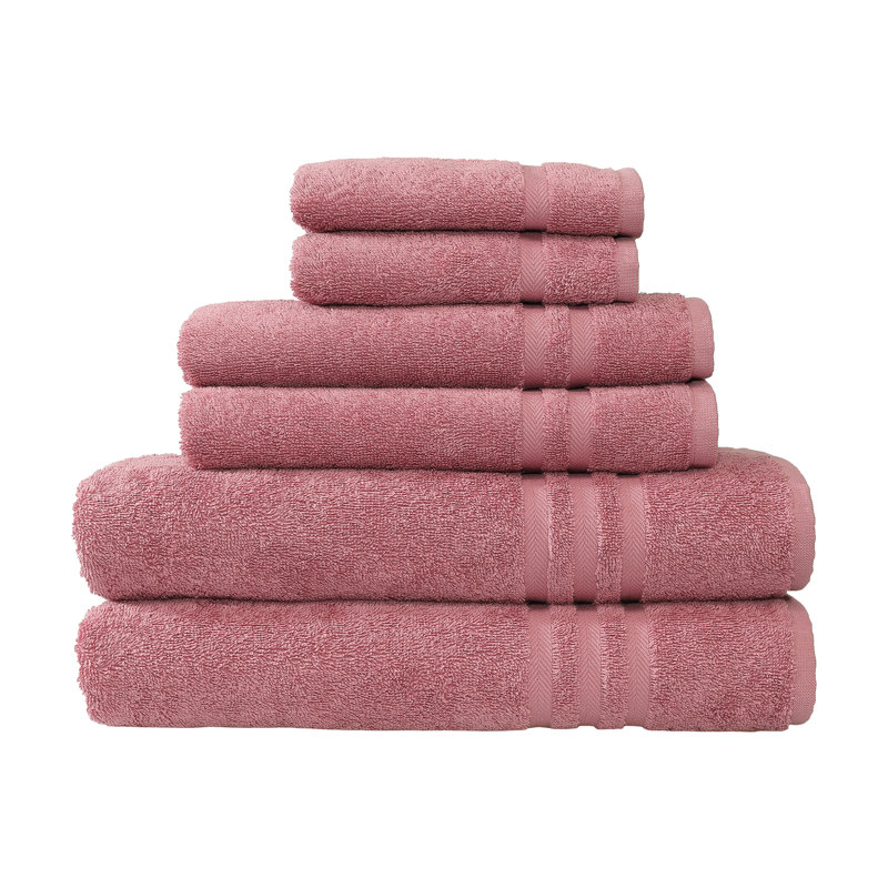 Ensemble de serviettes en coton turc 6 pièces Denzi, Thé rose