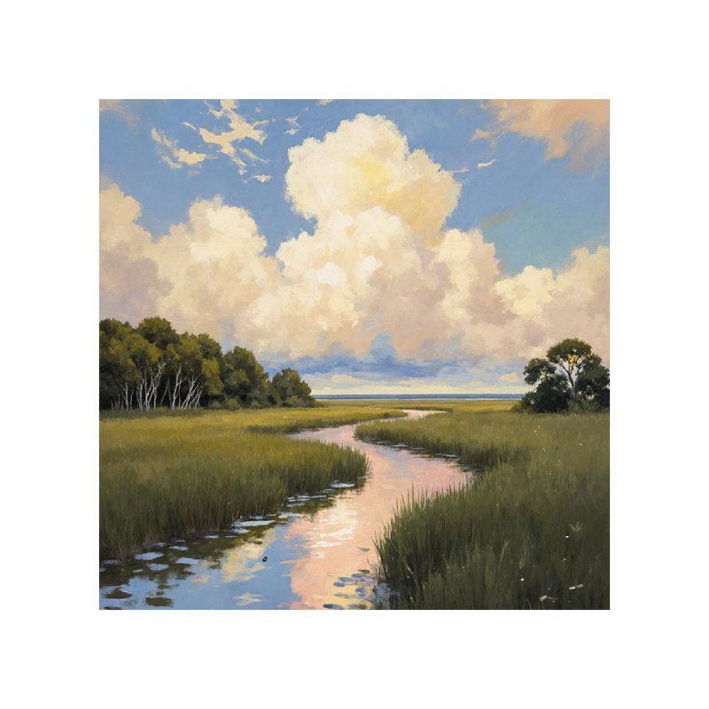 Marsh Cloudscape, sans cadre, toile murale, 16 x 16