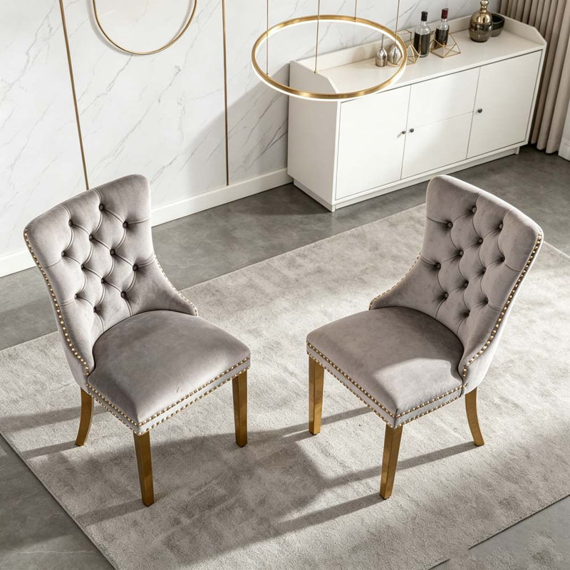 Chaise rembourrée en bois massif, Grey