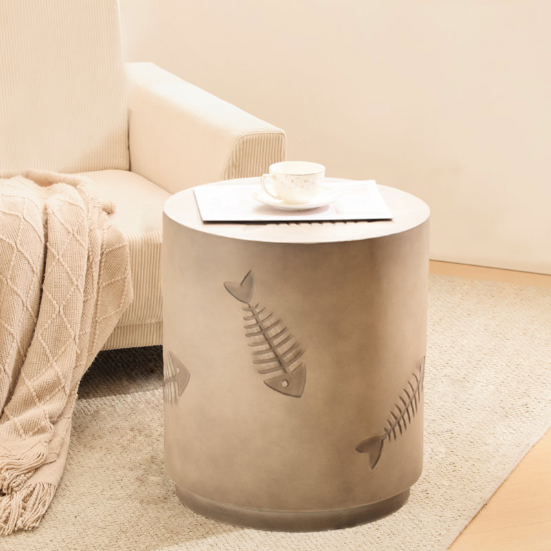 Table d'appoint 16 po avec poisson - mobilier gris sans assemblage, portable pour oxyde de magnésium, profondeur élégante et pratique