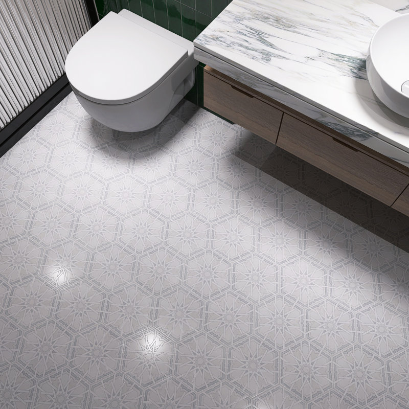 Radiant  Hexagon 7.88 In. X 9.45 In. Matte Porcelain Floor And Wall Tile, White