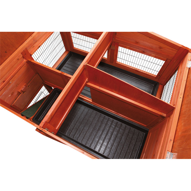 Large Two-Story Wooden Hutch for Guinea Pigs and Rabbits