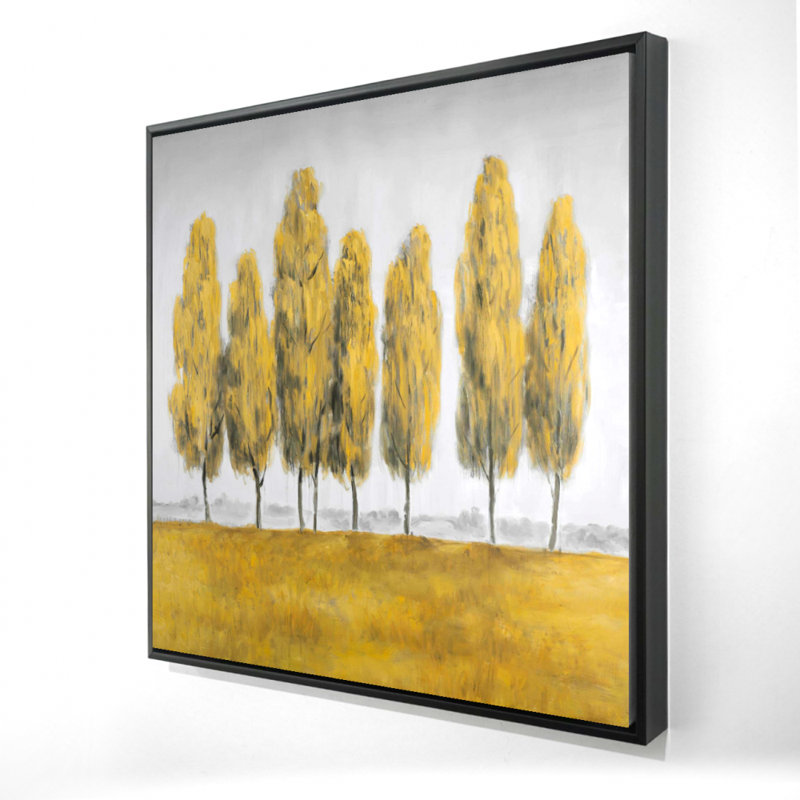 Abstrait, reproduction d'arbres jaunes sur toile