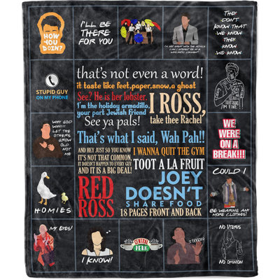Personalised Friends Fleece Throw with Dialogues. for Christmas & Birthday. (Friends Blanket 02, 50" X 60")