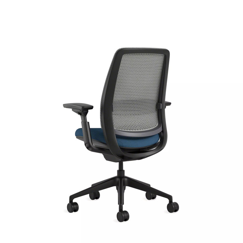 Steelcase Series 2 3D Microknit Airback Task Chair, Black, Cobalt/Nickel, Hard Floor