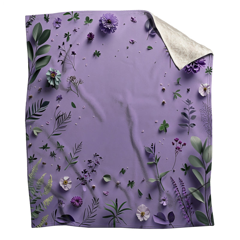 Jeté en molleton mauve - Fleurs pour canapés ou lits, 50in W x 60in H