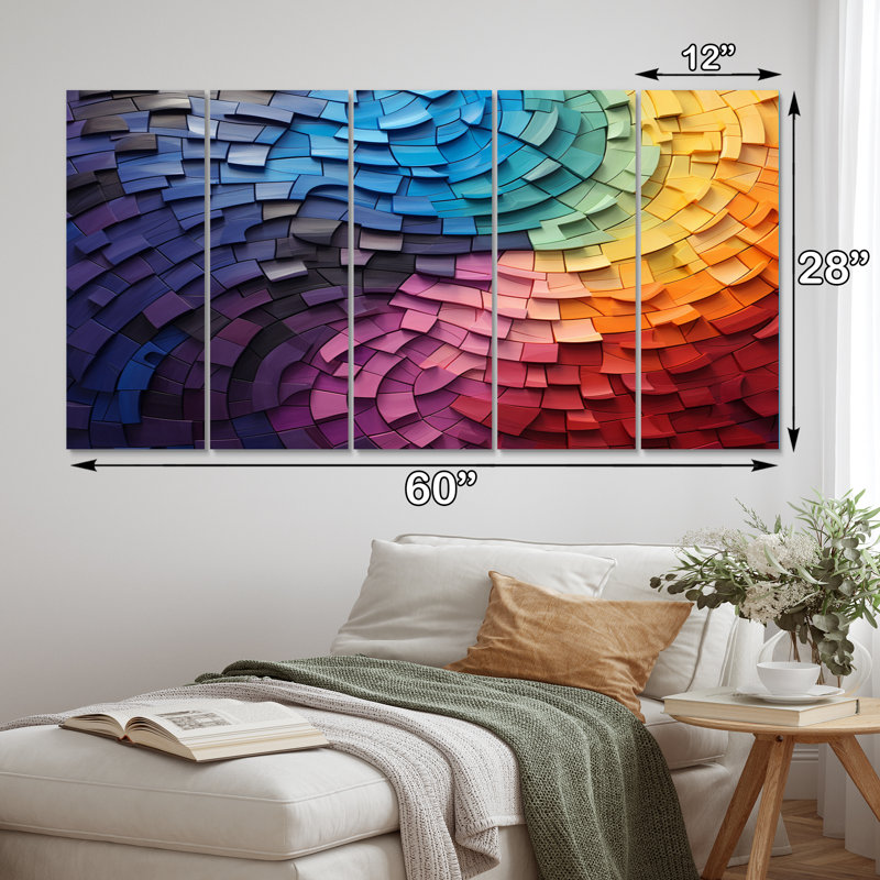 Ivy Bronx Abstract Rainbow Colorful Arch Collage - Modern Canvas Print ...
