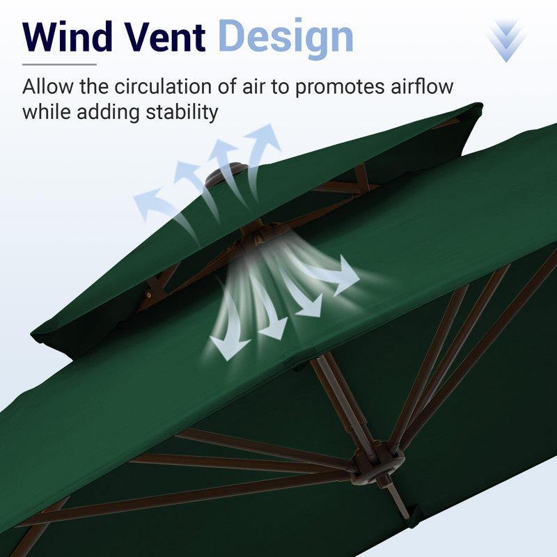 Parasol carré en porte-à-faux 120 po, Vert foncé