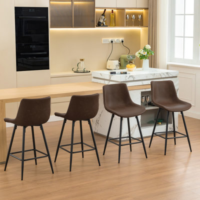 Faux Leather Modern Low Back Counter Stool