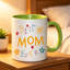 1pc Best Mom Ever Colorful Playful Design with Hearts Flowers & Sun Logo Ceramic Coffee Mug Coffee Cup Tea Mug.