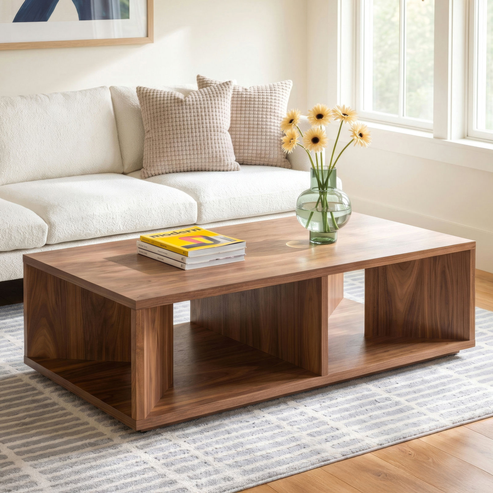 Low Space Solid Wood Single Coffee Table, Walnut