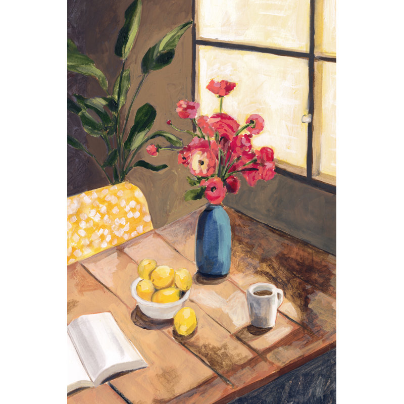 «Table dessus II» par Victoria Borges - peinture sur toile tendue, H 36 po x l 24 po x P 1,25 po