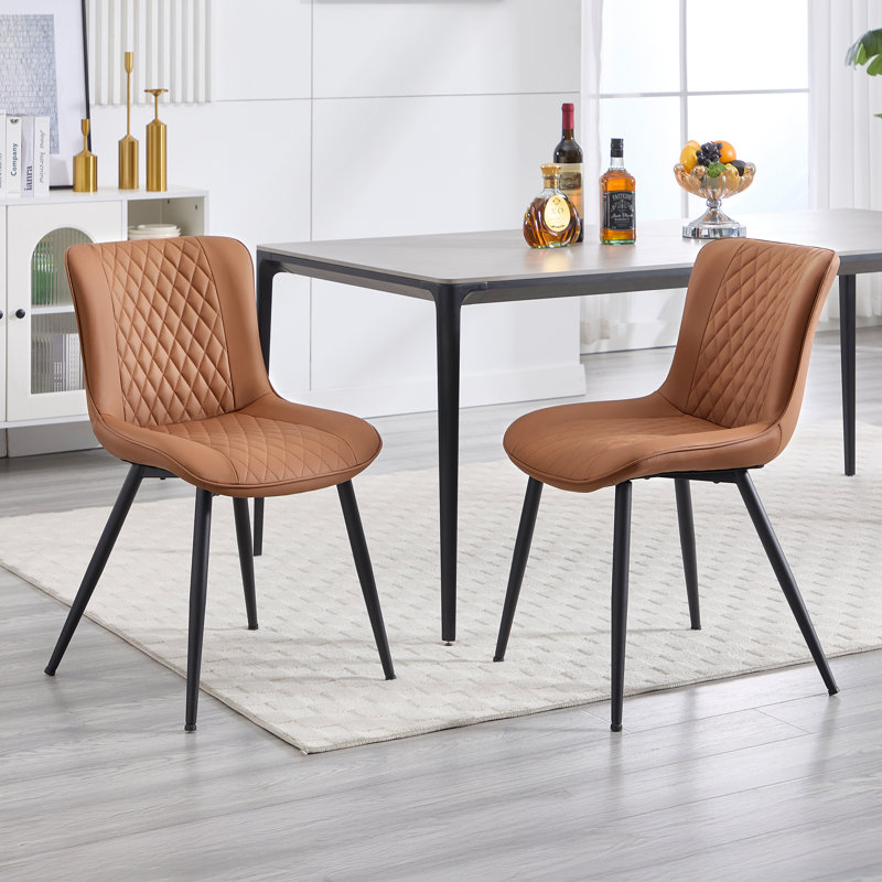 Modern faux leather side dining chair, Brown