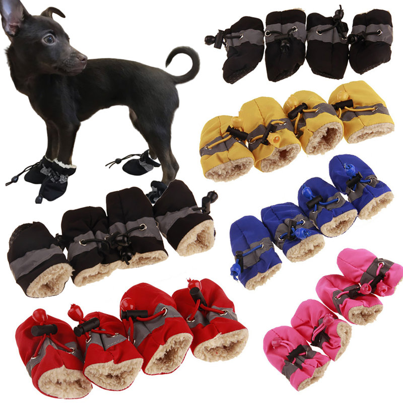4 pièces / ensemble pour chien chiot antidérapant, chaussures souples, bottes de pluie, chaussures pour la maison