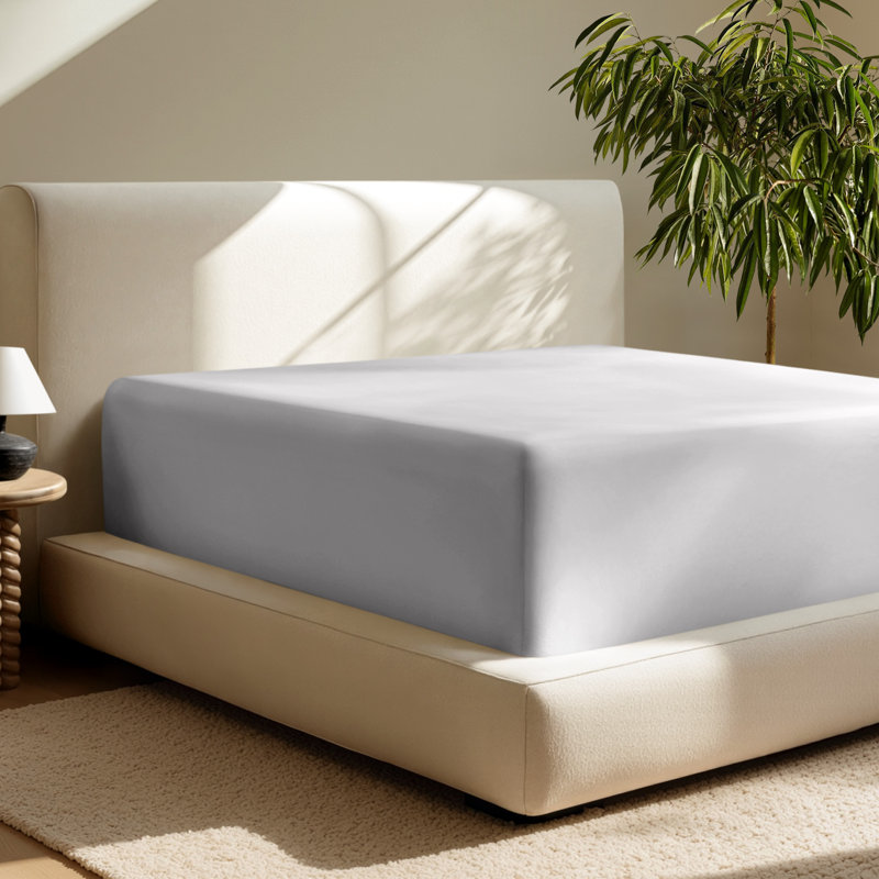 24" Extra Deep Pocket Microfiber Fitted Sheet, California King Fitted Sheet, Light Gray