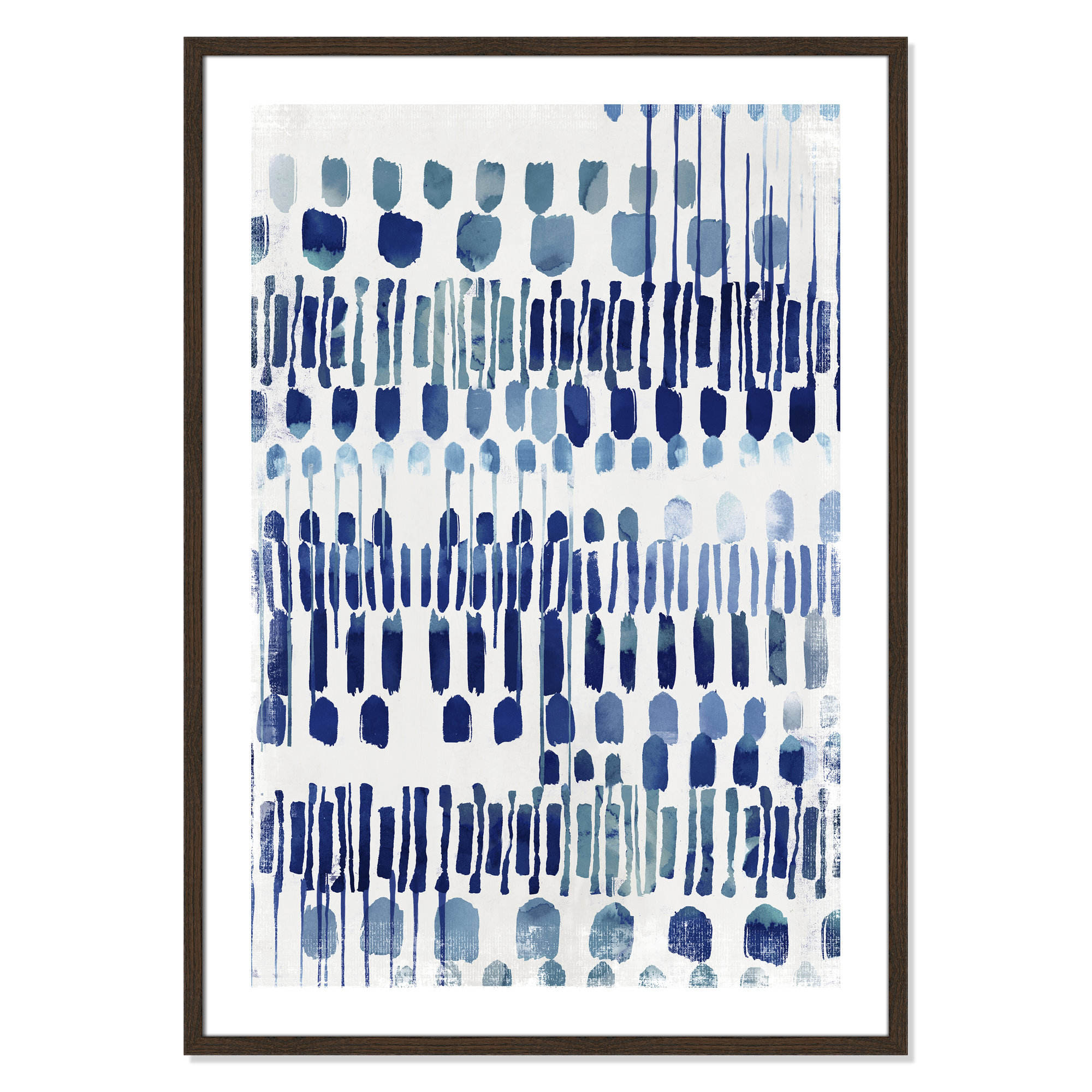 Continuously I - Painting Print, Walnut Wood Grain Framed Paper, 41.5" H x 29.5" W x 0.75" D, White