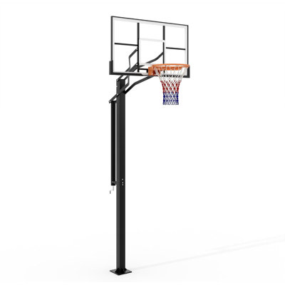 Panier de basketball encastré réglable 7,5 à 10 pi, panneau incassable de 55 po, rebord en acier massif, sécuritaire pour la cour