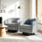 Applewold Upholstered Light Gray Chenille Swivel Barrel Chair with Solid Wood Base-1086290274
