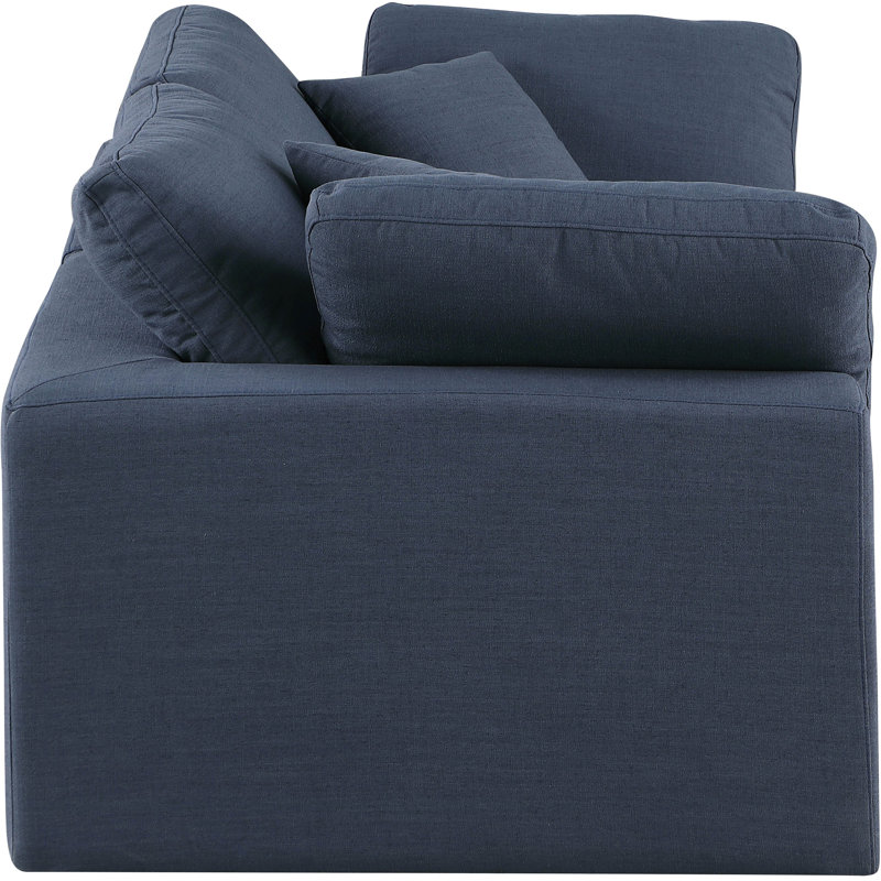 Canapé modulaire en lin texturé Iwana, Tissu texturé en lin bleu marine