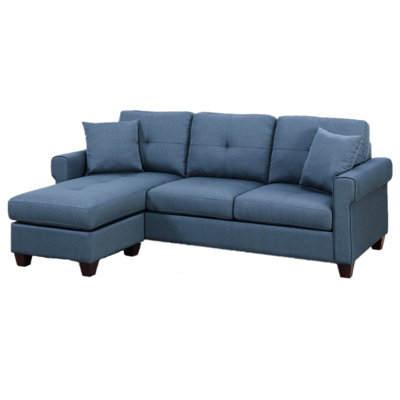 Blue 2 Sectional Living Room - Fabric And Wood In Elegant Polyfiber With Support