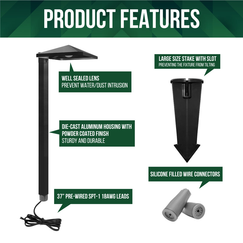 Steel Low Voltage Integrated LED Metal Pathway Light Pack