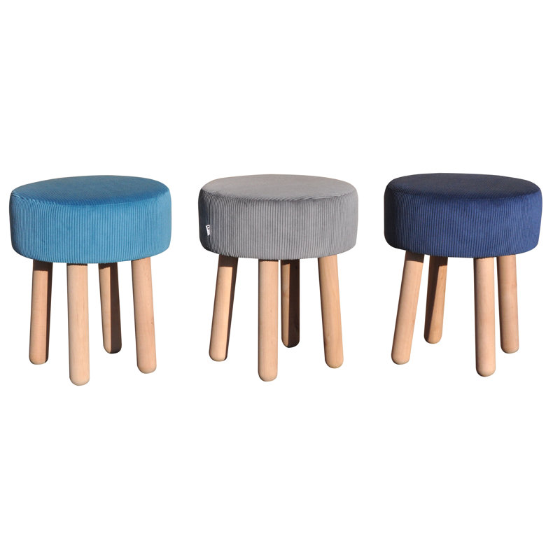 Solid + Manufactured Wood Accent Stool, Navy blue