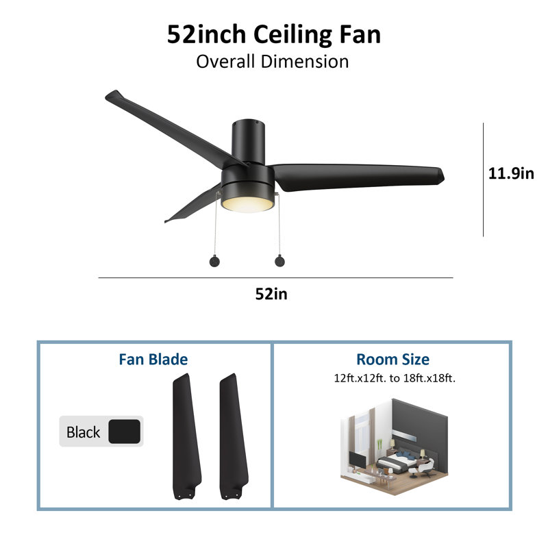 Nery 52'' Ceiling Fan with LED Lights