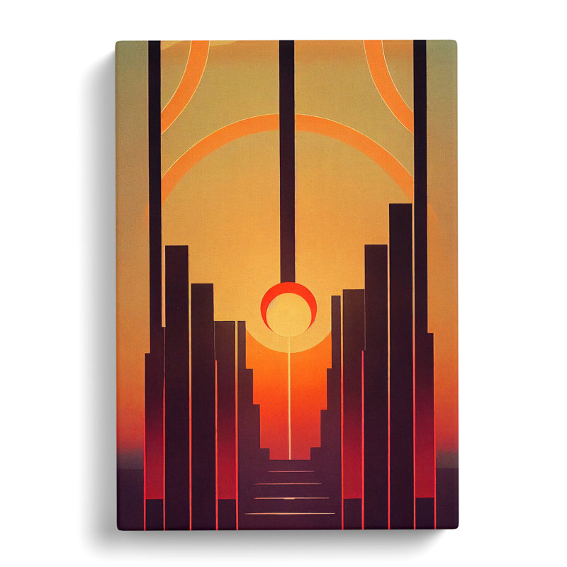Art Deco Sunset No.1 - Wrapped Canvas, 50cm H x 35cm W x 3cm D