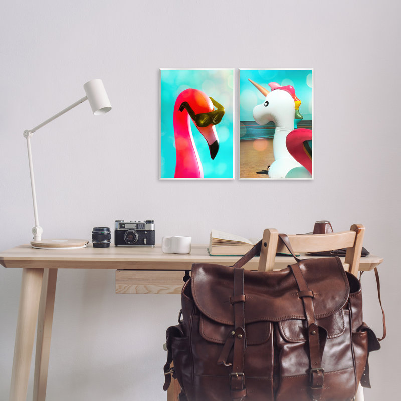 «Unicorn & Flamingo Basking Art» par Graffi *ee Studios, H 15 po x l 10 po