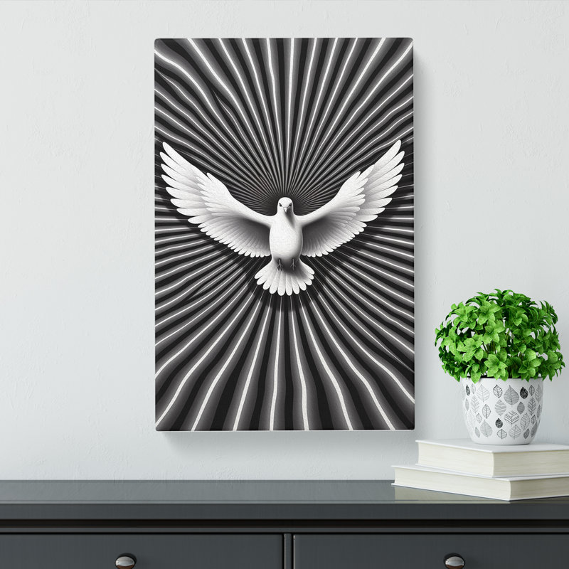 Dove Bird Op Art - Print, 60cm H x 40cm W x 3cm D