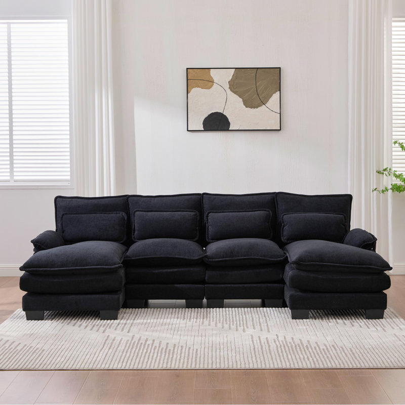 U Shaped Cloud Couch,modern Chenille Ectional Couches With Double Chaise,deep Seat Comfy Sofa Living Room,apartment