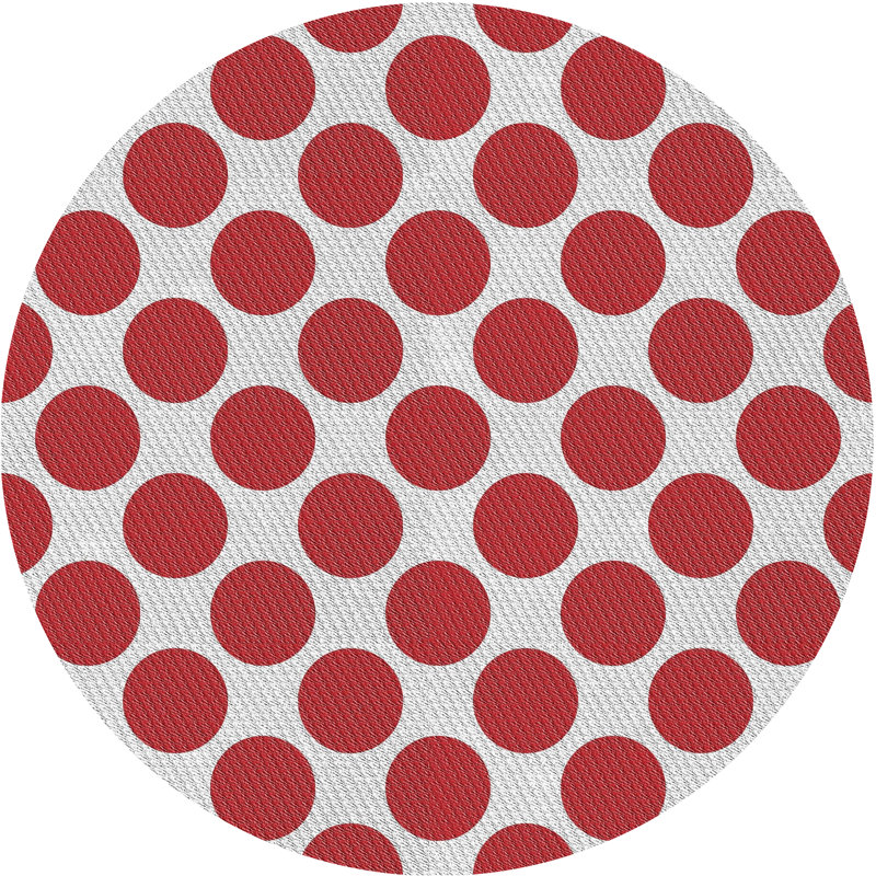 Tapis rouge/blanc à motifs Cummington, Rond 6 pi
