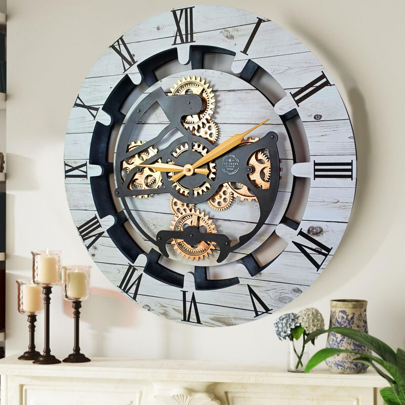 Solid Wood Wall Clock, White Farmhouse