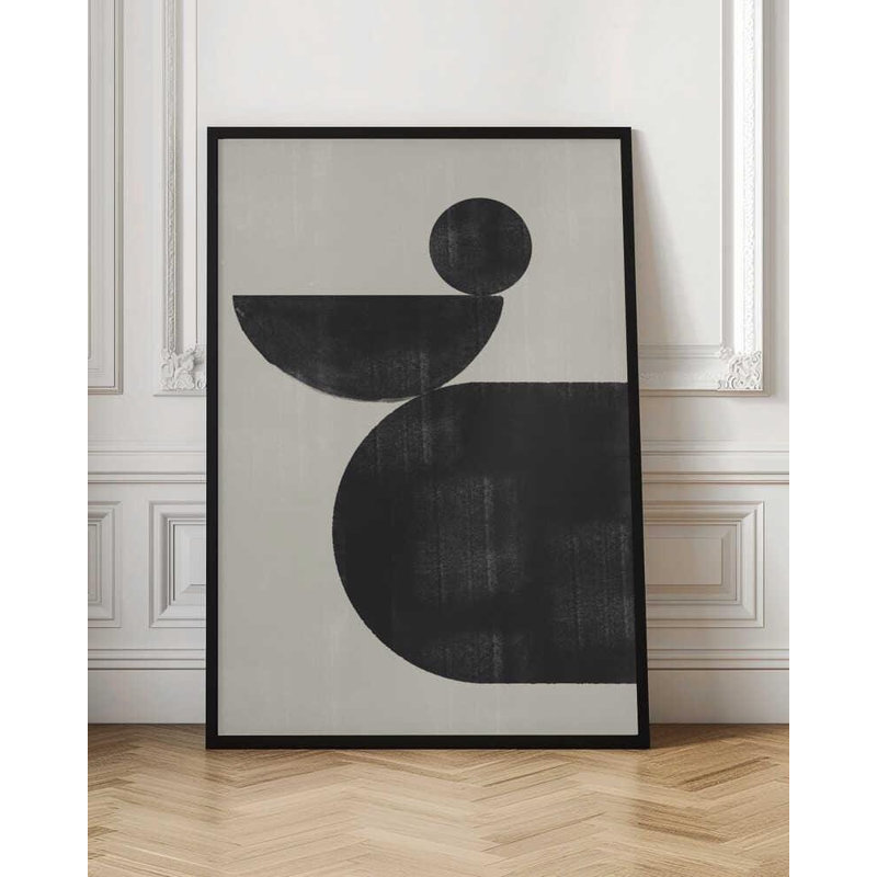 Minimalist Geometric Balance Poster – Modern Abstract Art Print, Black, Framed Print without Mat, 10" H x 8" W