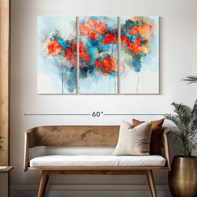 Coquelicots à motif floral abstrait Avery, H 32 po x l 50 po