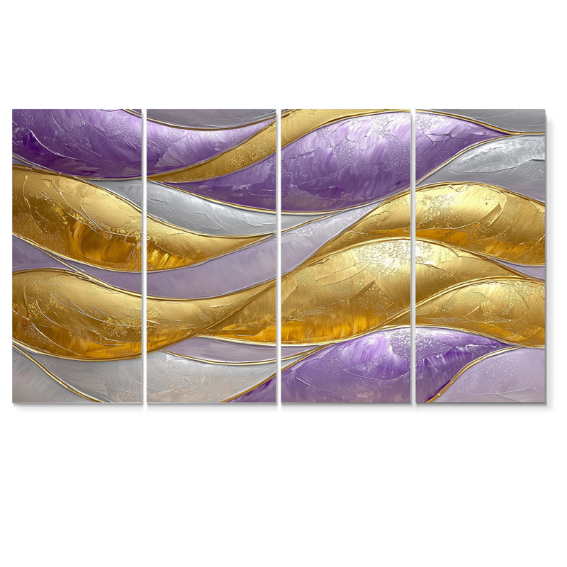Chippenham - Waves Wall Art - ensemble de décorations murales modernes, 4, H 28 po x l 48 po